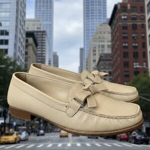 Stuart Weitzman Shoes Womens Size 7 Beige Tan Leather Loafers Slip On Casual